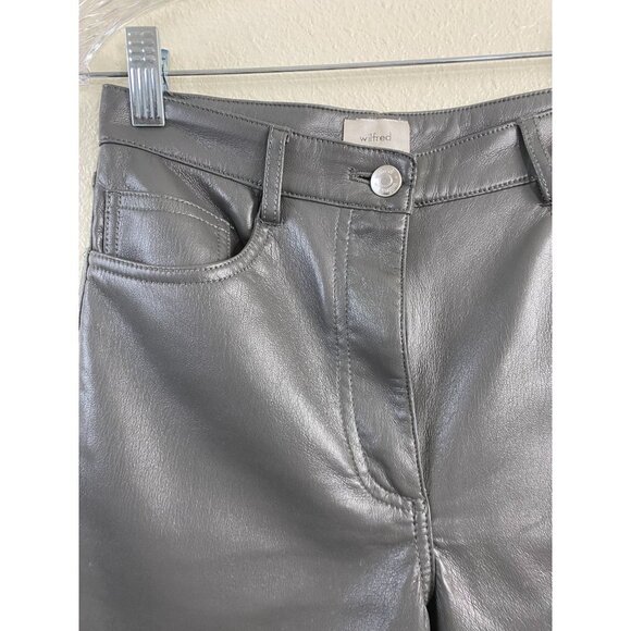 Aritzia Wilfred The Melina Faux Leather Straight leg Pants Womens 2 Gray Green - Picture 14 of 16